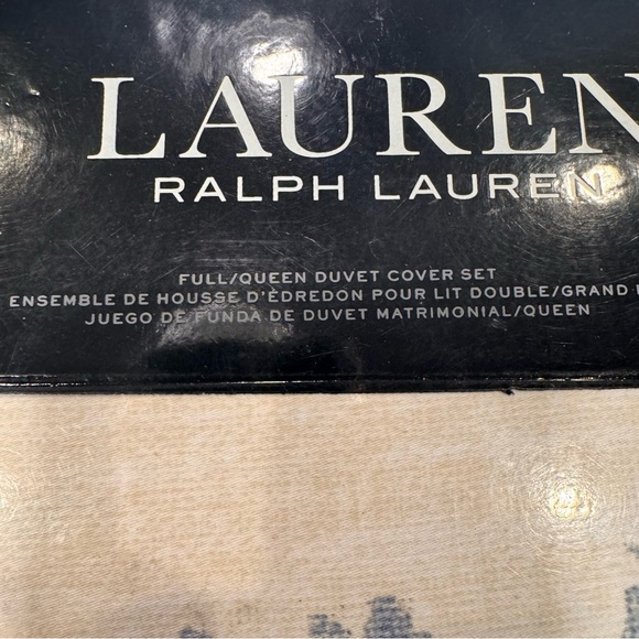 Lauren Ralph Lauren Eva Botanical Duvet Set 3 Pc. Queen Cream/Blue $385 NEW - Picture 3 of 5